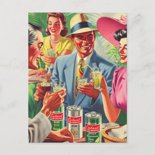 Illustration der Vintagen Bar der 50er Jahre Postkarte (Vorderseite)