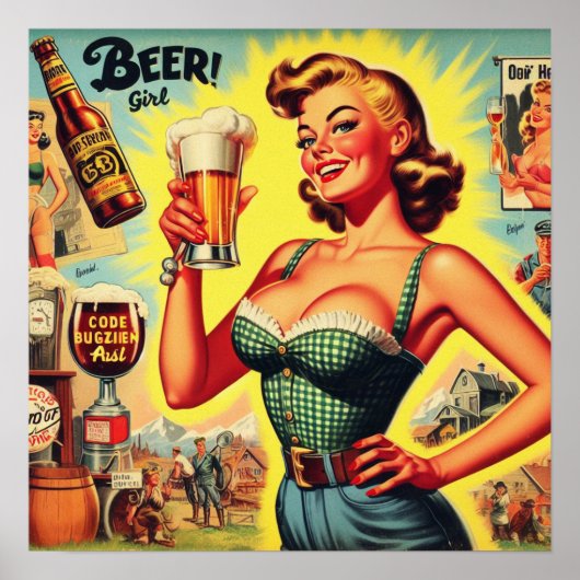 Illustration der Vintagen Bier Poster (Vorne)