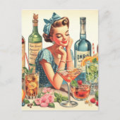 Illustration der Vintagen Drink Girl Postkarte (Vorderseite)