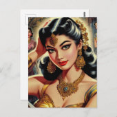 Illustration der Vintagen indischen Frau Postkarte (Vorne/Hinten)