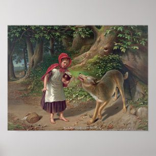 Illustration der Vintagen kleinen Rotkäppchen Poster