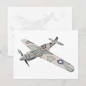Illustration der Vintagen Luftwaffe P40 Postkarte (Vorne/Hinten)