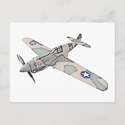 Illustration der Vintagen Luftwaffe P40 Postkarte (Vorderseite)