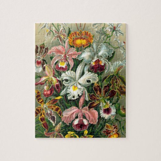Illustration der Vintagen Orchideen Puzzle (Vertikal)