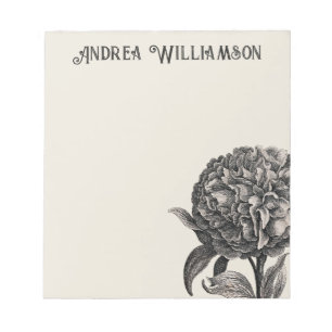 Illustration der Vintagen Peony-Blume Personalisie Notizblock