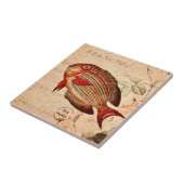 Illustration der Vintagen Rotfische Fliese (Seite)