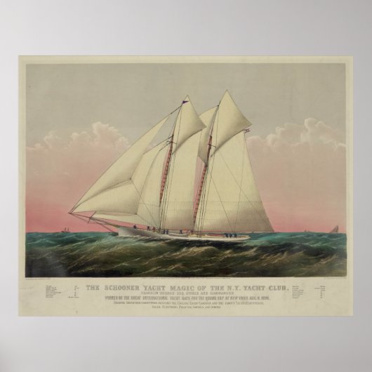 Illustration der Vintagen Schoner Yacht (1870) Poster (Vorne)