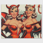 Illustration der Vintagen Teufelsmädchen Geschenkpapier (Flach)