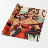 Illustration der Vintagen Teufelsmädchen Geschenkpapier (Ungerollt)