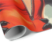 Illustration der Vintagen Teufelsmädchen Geschenkpapier (Rolleneckpunkt)