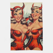 Illustration der Vintagen Teufelsmädchen Geschirrtuch (Vertikal)