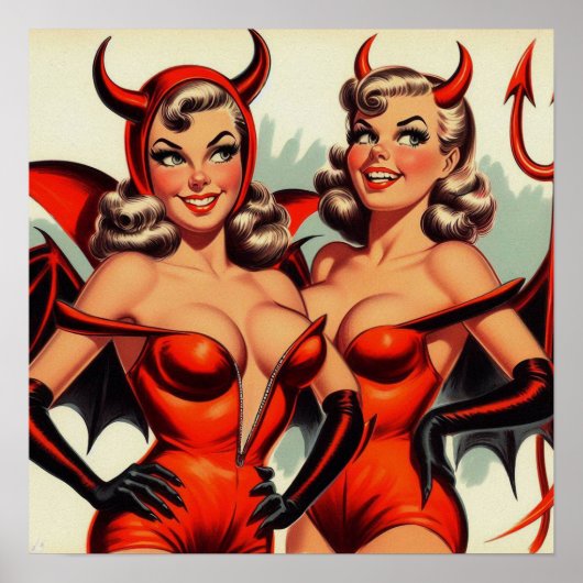 Illustration der Vintagen Teufelsmädchen Poster (Vorne)
