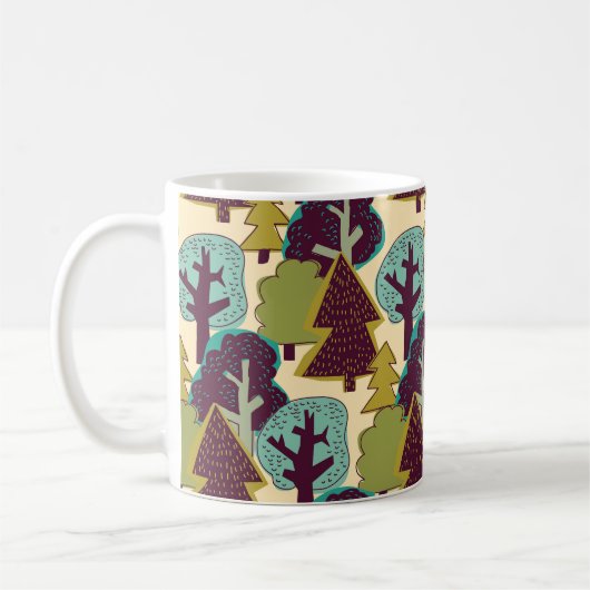Illustration der Waldfarbdoodle-Bäume Kaffeetasse (Links)