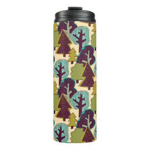 Illustration der Waldfarbdoodle-Bäume Thermosbecher