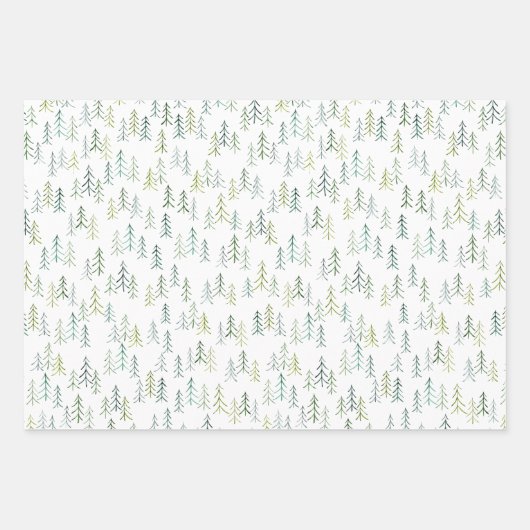 Illustration der Wasserfarben-Pine Geschenkpapier Set (Vorderseite 2)