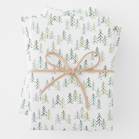 Illustration der Wasserfarben-Pine  Geschenkpapier Set (Beispiel)