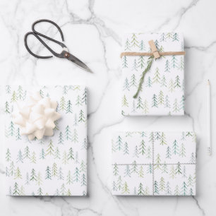 Illustration der Wasserfarben-Pine  Geschenkpapier Set