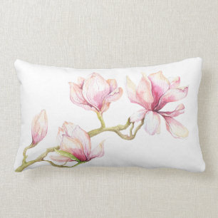 Illustration der Wasserfarben Pink Magnolia Lendenkissen