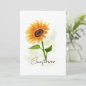 Illustration der Wasserfarben-Sonnenblumen - Helle Einladung (Stehend Vorderseite)