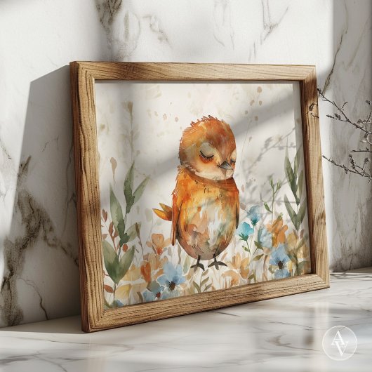 Illustration der Wasserfarben-Vogelwelt Rustikales Poster