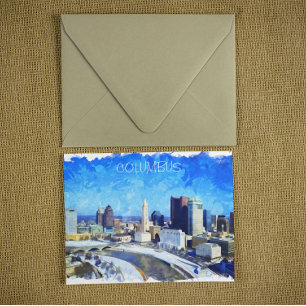 Illustration der Wasserfarben von Columbus Ohio Ci Postkarte