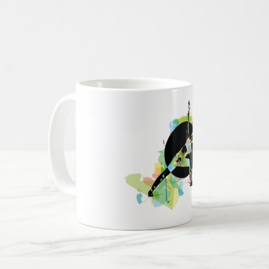 Illustration der weiblichen Stretching Kaffeetasse (Vorderseite Links)