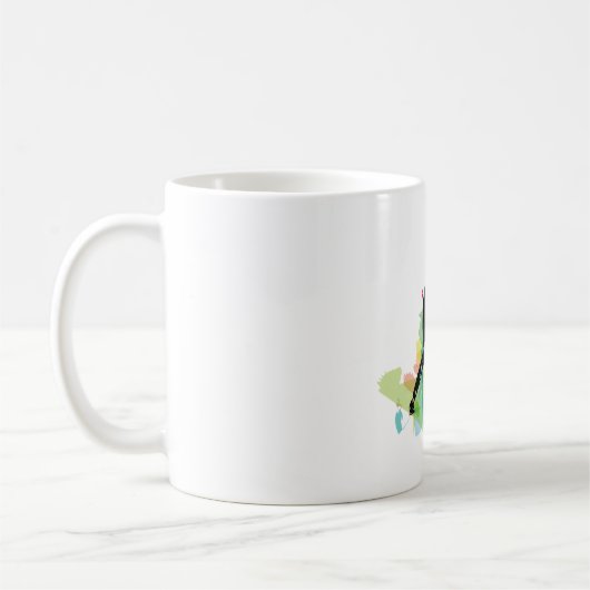 Illustration der weiblichen Stretching Kaffeetasse (Links)