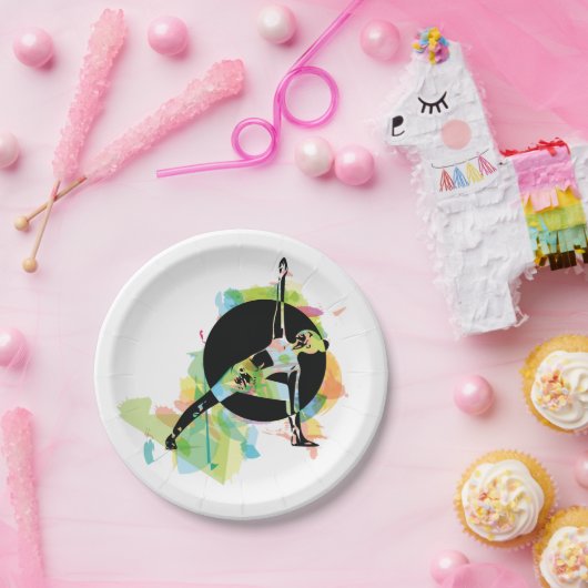 Illustration der weiblichen Stretching Pappteller (Party)