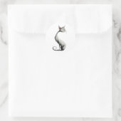 Illustration der weißen Longneckenkatze Runder Aufkleber (Tasche)