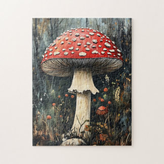Illustration der Whimsical Red Cap Mushroom Puzzle