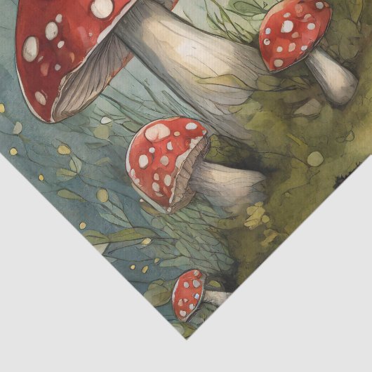 Illustration der Whimsical Red Mushrooms Decoupage Seidenpapier (Detail)