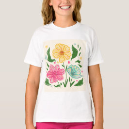 Illustration der Whimsikfarben-Blume - HandZeichn T-Shirt