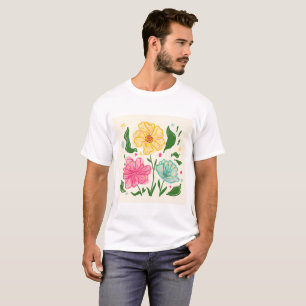 Illustration der Whimsikfarben-Blume - HandZeichn T-Shirt