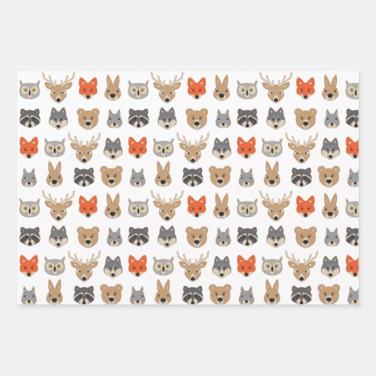 Illustration der wild lebenden Waldtiere Geschenkpapier Set (Vorderseite)