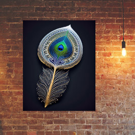 Illustration des abstrakten Golden Peacock Feather Poster