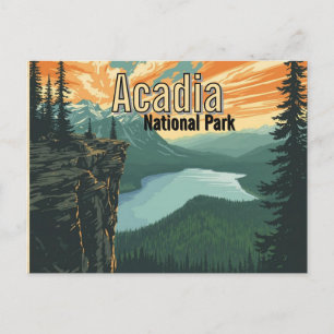 Illustration des Acadia National Parks im Retro-St Postkarte