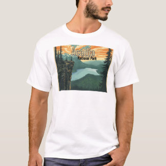 Illustration des Acadia National Parks im Retro-St T-Shirt