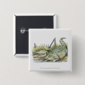Illustration des Alligators auf dem Ufer Button (Vorne & Hinten)