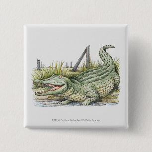 Illustration des Alligators auf dem Ufer Button