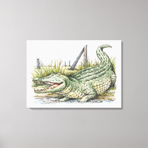 Illustration des Alligators auf dem Ufer Leinwanddruck