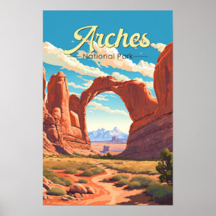 Illustration des Arches National Park im Retro-Sti Poster