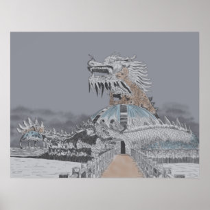 Illustration des aufgegebenen Wasserparks Thuy Tie Poster
