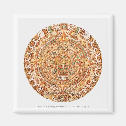 Illustration des Aztekischen Sonnensteins Magnet (Vorne)