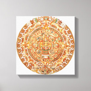 Illustration des aztekischen Sonnesteins Leinwanddruck