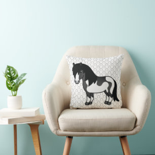 Illustration des Black Pinto Shetland Pony Cartoon Kissen