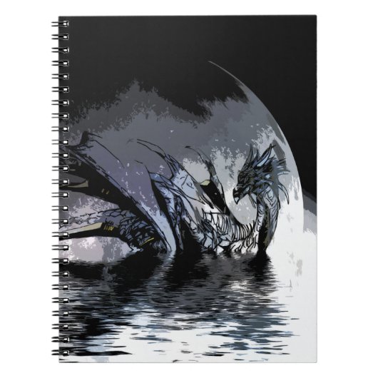 Illustration des Blauen Drachen und des Mondes Notizblock (Vorderseite)