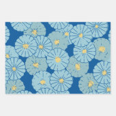 Illustration des blauen japanischen Blumenmusters  Geschenkpapier Set (Vorderseite 3)