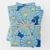 Illustration des blauen japanischen Blumenmusters Geschenkpapier Set (Beispiel)