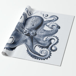 Illustration des blauen Kraken von Ernst Haeckel Geschenkpapier