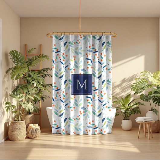 Illustration des botanischen Musters Pastel Wasser Duschvorhang